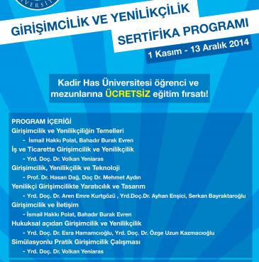 Kadir Has Üniversitesi Öğrenci ve Mezunlarına Ücretsiz Girişimcilik ve Yenilikçilik Sertifika Programı